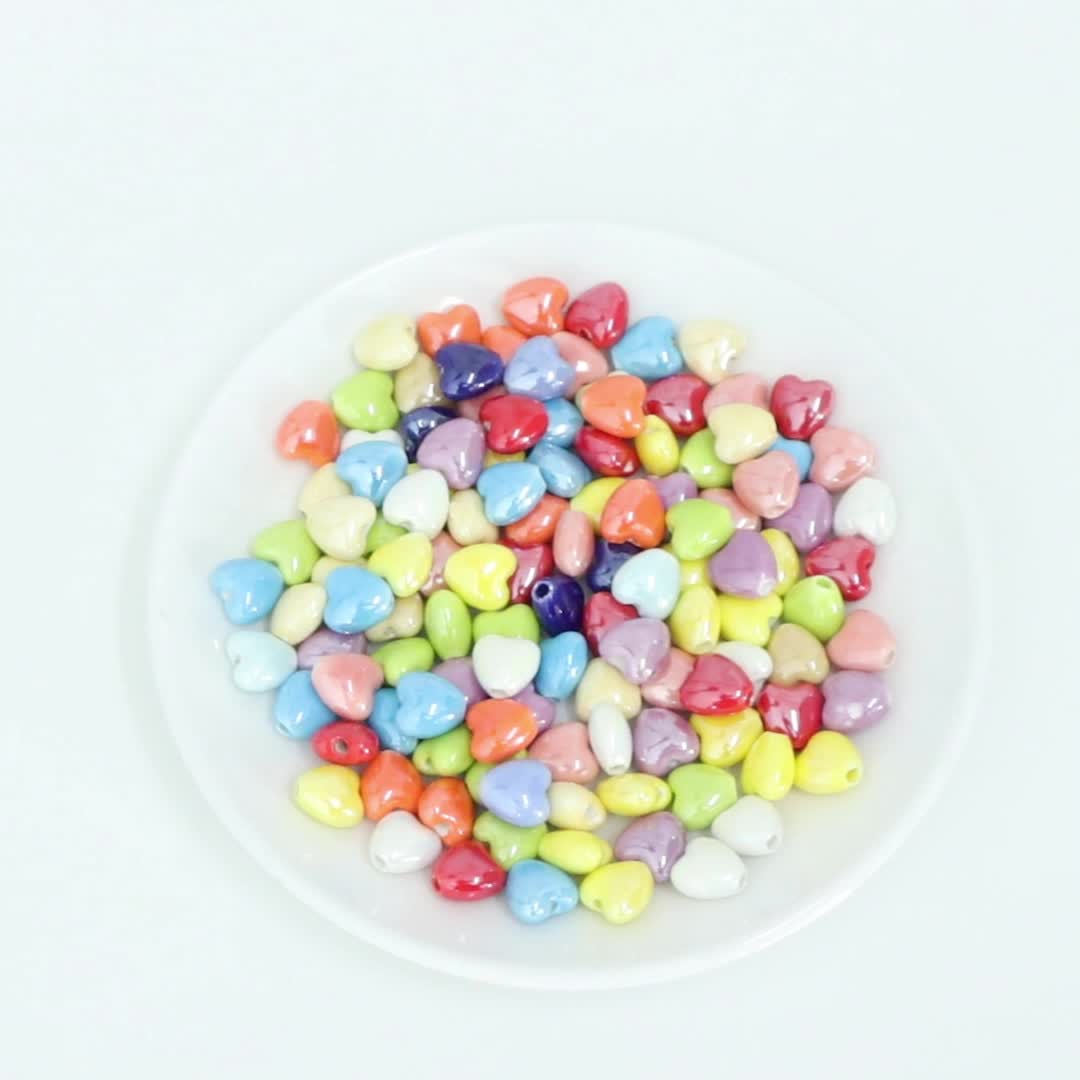 10pcs Multicolor Heart Loose Beads for DIY Jewelry Making